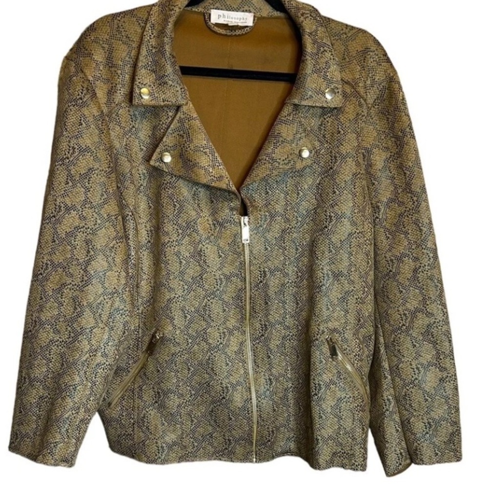 Philosophy Brown Leather Jacket with Textured Finish - Picture 8 of 8